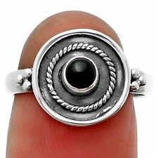 Natural Black Onyx - Brazil 925 Sterling Silver Ring s.7 Jewelry R-1439