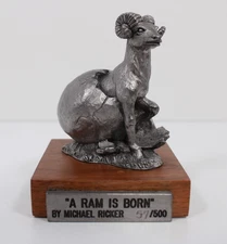 Michael Ricker A RAM IS BORN 1987 Pewter Sculpture Colorado State University CSU