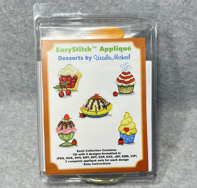 #ad EasyStitch Applique Desserts Embroidery CD Kit Ursula Michael 5x7 Hoop Designs $34.99