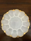 Anchor Hocking Fire King Milk Glass Deviled Egg Plate W/22K Gold Trim 1950s VTG