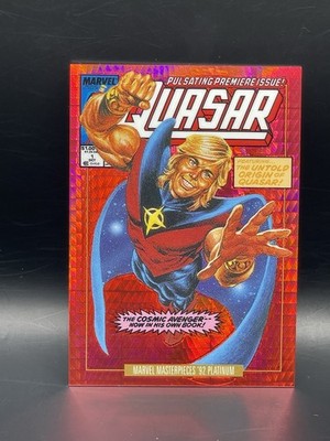 2024 Upper Deck Marvel Masterpieces '92 Variant Cover Red Prism 075/292 Quasar