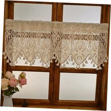 Boho Curtain Valance for Kitchen Dining Farmhouse 71"W x 15"L (Pack of 1) Beige