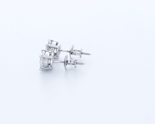 KLASSISCHE OHRSTECKER 0,7 CTW NATÜRLICHE DIAMANTEN G/VS2 RUNDSCHLIFF 14K WEISSGOLD VIERKRAPPEN - Bild 3 von 4