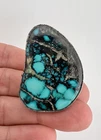 Vintage Navajo Sterling Silver High Grade Bisbee Turquoise Stamped Large Ring