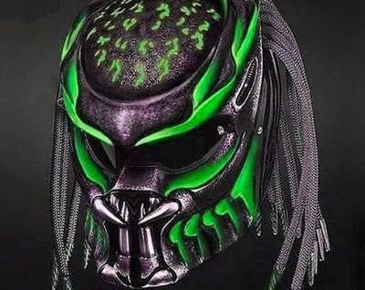 Custom Predator Helmet Black Green Top Symbol For Motorcycle  (APPROVED DOT/ECE)