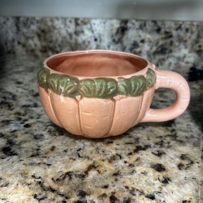 Ceramic Carrot Soup Mug Bowl Large Farmhouse Style WIth Handle, 5'' x 3''