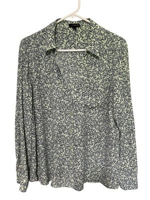 The Limited Blouse Mint Green with White Blue Butterfly Pattern Womans XL