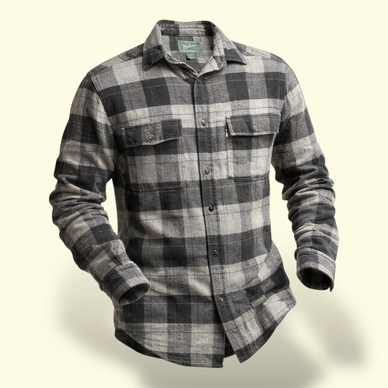 Woolrich Plaid Flannel Shirt Mens S Black Gray Button Front Outdoor