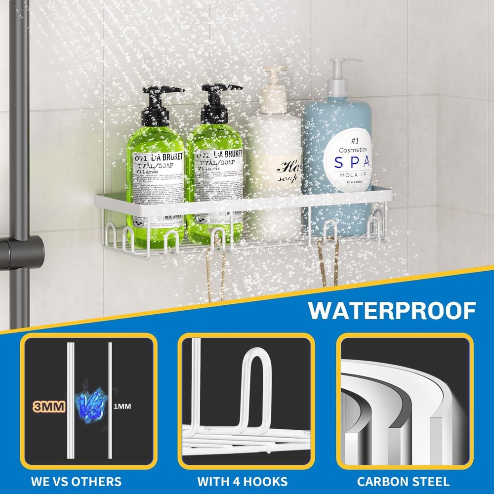 9-Pack Adhesive Shower Caddy Organizer for Bathroom & Kitchen Storage