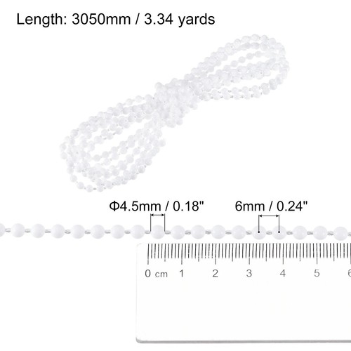 3,34 Yards Jalousien Perlen Kette Rollo Kordel für Fenster Reparatur Teile, weiß - Bild 2 von 5