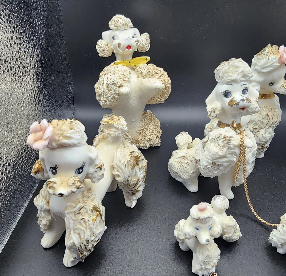 Lote de 6 estatuetas vintage de poodle de espaguete - Japão - algumas falhas de leitura - Imagem 3 de 4