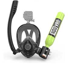 Mini Scuba Tank with Full Face Mask, 0.5L Lung Tank Sub Mask Combo - 6-10 Mins
