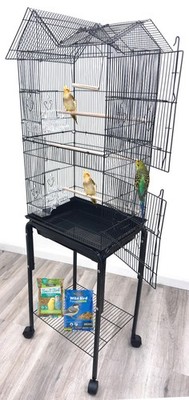 63'' Roof Top  Bird Parrot Cage Removabel Rolling Stand Canary Parakeet Cockatiel