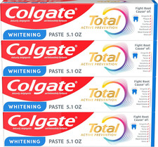 Total Whitening Toothpaste Paste, 5.1 Oz, 4 Pack, Fluoride, Antibacterial, for P
