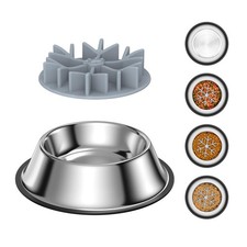2-in-1 Metal Dog Bowl with Slow Feeder Insert Food Grade 304 Bowls, Non-Slip