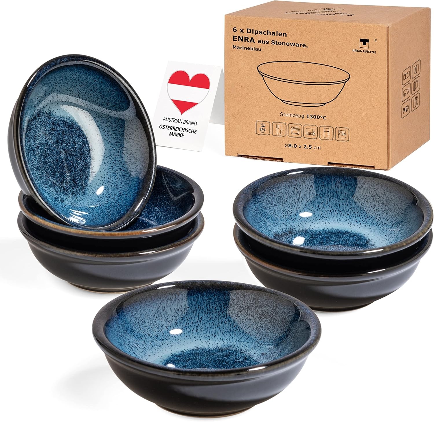 Bols à sauce Enra céramique fine coupelles artisanales set de 6 pièces