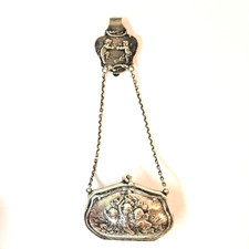 Antique Sterling Silver Purse Chatelaine with Cherubs SHIPPED TO US TARIFF FREE
