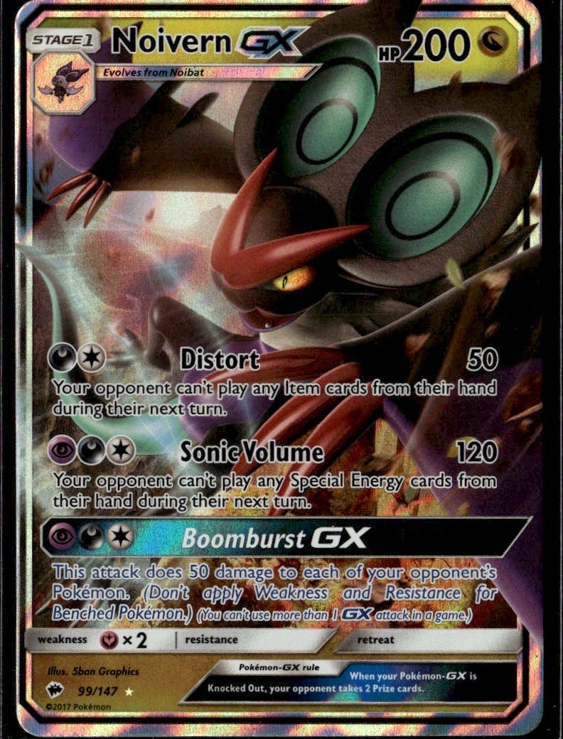 Noivern GX Ultra Rare SM Burning Shadows 99/147 Dragon Holofoil Pokemon Card