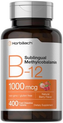 Horbaach Vitamin B12 1000 mcg Sublingual | 400 Fast 400 Count (Pack of 1)