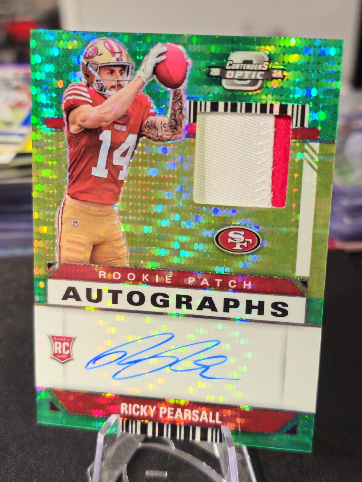 2024 Panini Contenders Optic Green Pulsar #RPA-RPL Ricky Pearsall RC #08/15 🔥