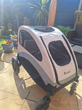 PawHut Dog Stroller Pet Pushchair Buggy Pram W/ 4 Wheels Safety Leash, Grey