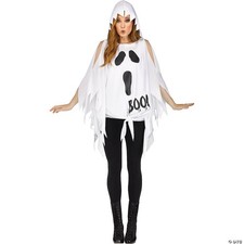 Women's Ghost Print Poncho Costume