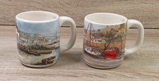 The Old Harbour Hand Painted Seaside Harbour Boat Scene Mug/Cup X2 Vintage