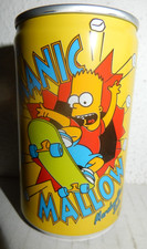 Lata de refresco The Simpsons Manic Mallow Marsmellow 1999 de Inglaterra (150 ml) vacía