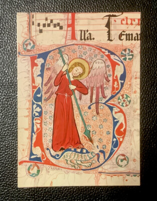 1 Postkarte, Initiale B, Heiliger St. Michael, Schutzpatron, Engel mit Schwert