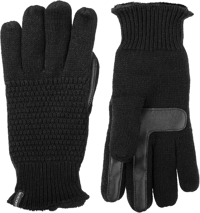 isotoner womens Smartdri Textured Glove, Black, One Size