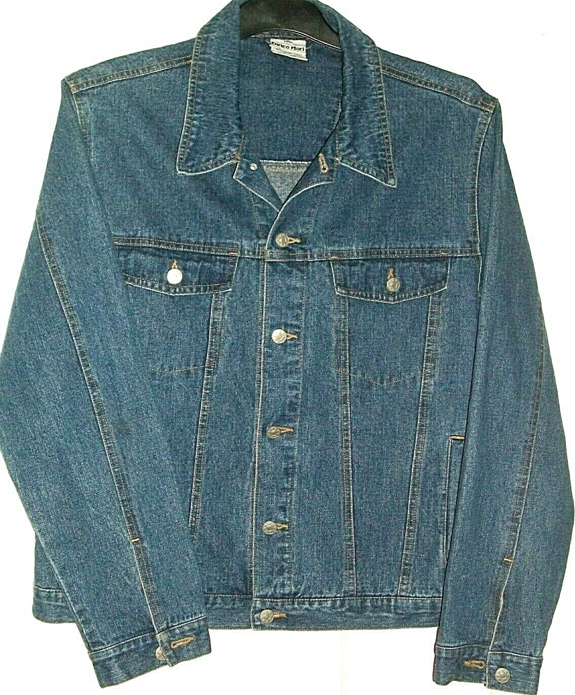 Enrico Mori  Mens Trucker Style Denim Jacket in Blue Washed Size L