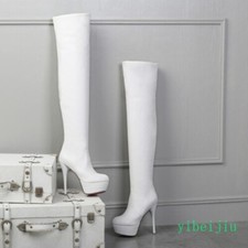 Women's Super High Heel Stilettos Over The Knee Boots Platform Round Toe Fashion