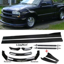Front Bumper Lip Spoiler Side Skirts Rear Lip For Chevrolet Chevy S10 Glossy Bl