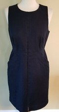 J.CREW Navy Blue Ladder Stitch Sheath Dress Bi-Stretch Cotton C4021 Sz 10P