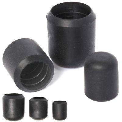 BLACK RUBBER FERRULES SMALL-LARGE Chair/Table Furniture Leg Feet Cap ...