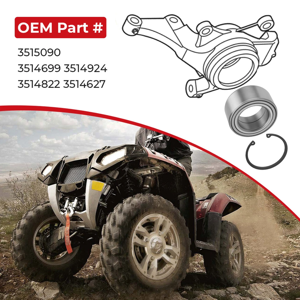Front Wheel Bearings Kit 3515090 for Polaris Ranger XP 800 2010 2011 2012 2013 - Image 4 of 4