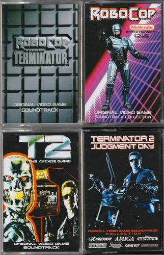 Lot of 4 Video Game Soundtrack CASSETTES: Robocop / Robocop Vs. Terminator / T2+