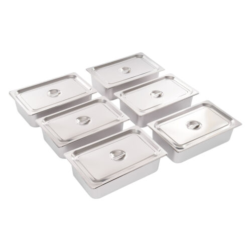 6 Pack Full-Size Deep Stainless Steel Steam Table Pans Hotel Food Prep Pan - Picture 8 of 20