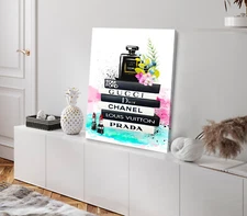 Perfume & Flowers on Fashion Books Digital Art Stretched Canvas 40x50cm Print