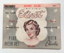 Vintage Hair Net  Elinet  Dupont Nylon Invisible French Style Hair Net Grey Mesh