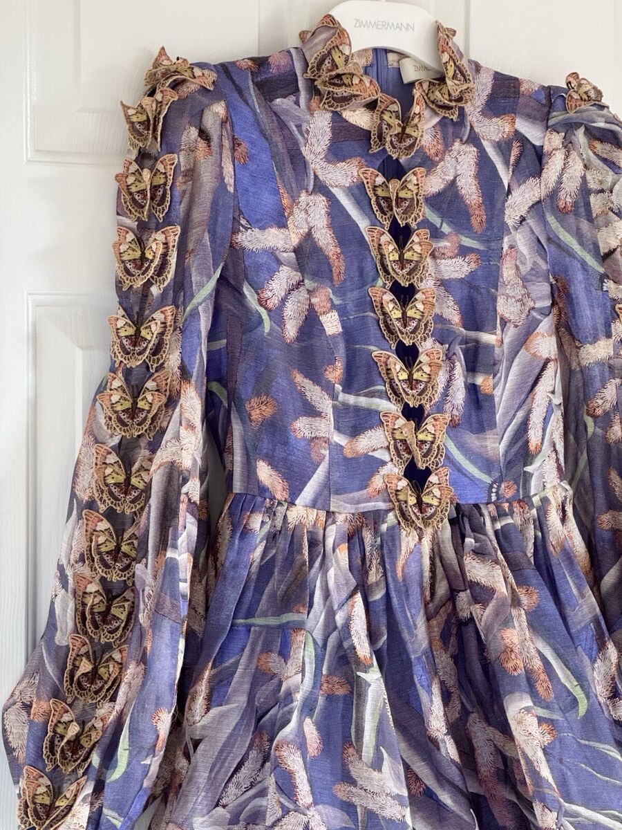 NWOT Zimmermann Wild Botanica 3D Butterfly Silk Linen Mini NWOT Zimmermann Wild Botanica 3D Butterfly Silk Linen Mini