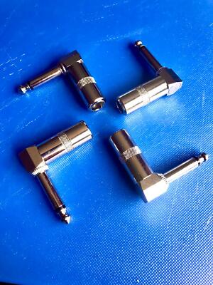  4 x 6,3 mm R-Winkel Metall Mono Klinkenstecker für Gitarre, Instrument, Audiokabel  