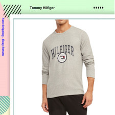 Tommy Hilfiger Mens Waffle-Knit Pajama T-Shirt, Grey Heather, 2XL