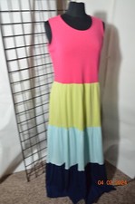 Lands' End Sleeveless Tiered Midi Dress Women's Size M