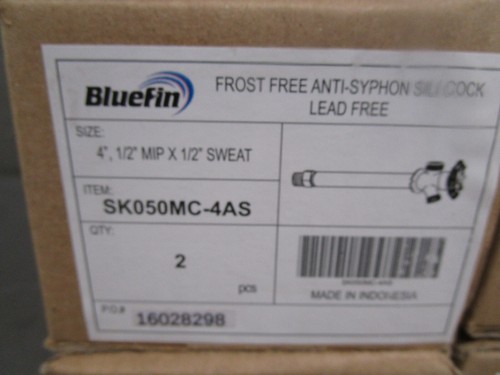 10 Pack Bluefin 4-1/2" MIP x 1/2" Sweat Frost Free Anti Siphon Sillcock Valves - Picture 3 of 3