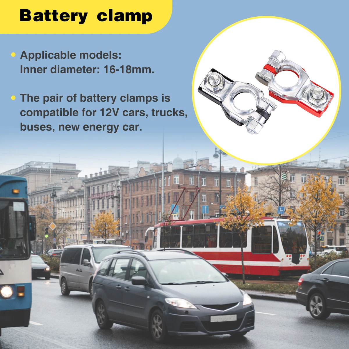 Car Battery Terminal Clamps - Quick Release Disconnect Pair For Positive & Negative Posts