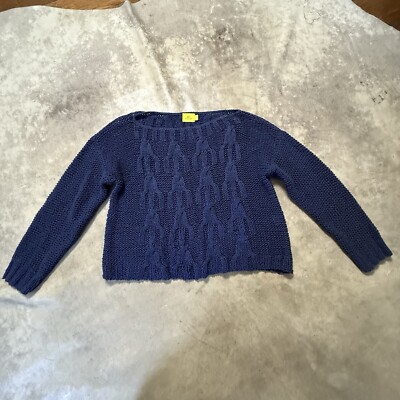 Roller Rabbit Sweater Womens Size Small Blue Textured Knit Organic Cotton