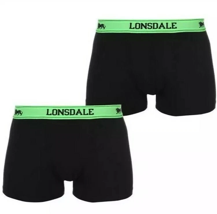 MENS BLACK GREEN 2 PACK LONSDALE BOXER TRUNK SHORTS UNDERWEAR SMALL 71 eBay
