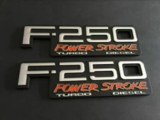 2 NEW (PAIR) SET CUSTOM 94-98 F250 POWERSTROKE TURBO DIESEL FENDER BADGES