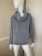 Z SUPPLY Gray/Blue Fleece SOFT Oversized Cowl Neck Sweatshirt w/ Split Back S